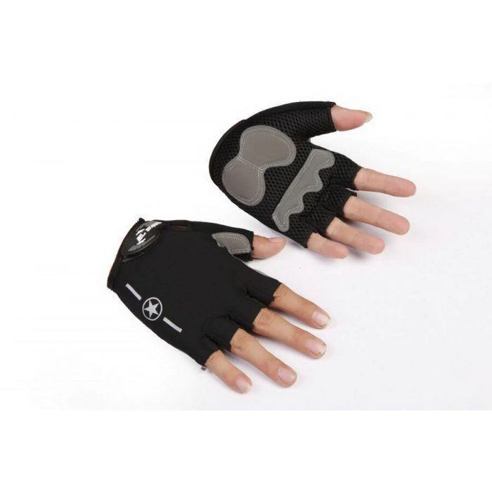 gloves with star Men Women Half Finger With Gel Padded قفازات نص اصبع - دراجتي للدراجات الهوائية