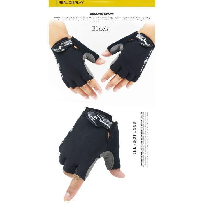 gloves with star Men Women Half Finger With Gel Padded قفازات نص اصبع - دراجتي للدراجات الهوائية